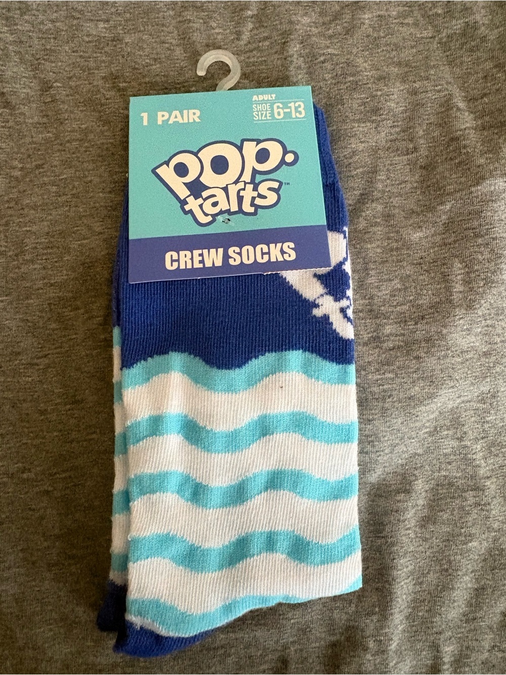 Pop-Tarts Crew Socks Adult Size 6-13 Blue Sprinkle Novelty Socks NWT